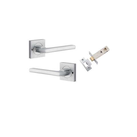 Iver Baltimore Door Lever on Square Rose | Inbuilt Privacy Kit | 7 Finishes - Brushed Chrome