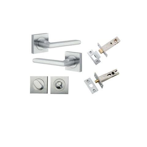 Iver Baltimore Door Lever on Square Rose | Separate Privacy Kit | 7 Finishes - Brushed Chrome
