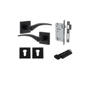 Iver Oxford Door Lever on Square Rose | Entrance Kit (Key/Thumb) | 4 Finishes - Matt Black