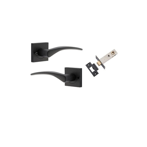 Iver Oxford Door Lever on Square Rose | Inbuilt Privacy Kit | 4 Finishes - Matt Black