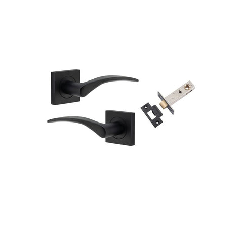 Iver Oxford Door Lever on Square Rose | Passage Kit | 4 Finishes - Matt Black