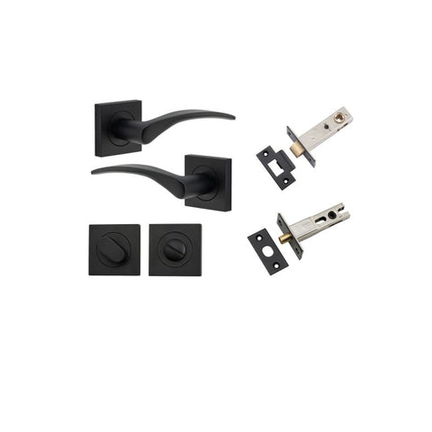 Iver Oxford Door Lever on Square Rose | Separate Privacy Kit | 4 Finishes - Matt Black
