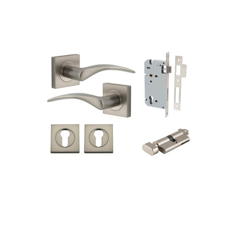 Iver Oxford Door Lever on Square Rose | Inbuilt Privacy Kit | 4 Finishes - lifestyle