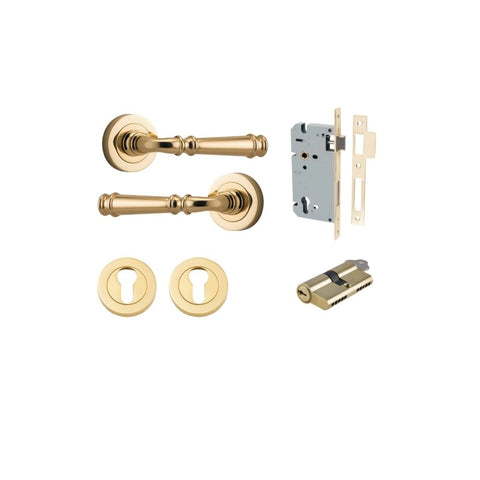 Iver Verona Door Lever Handle On Round Rose Pair - primehardware