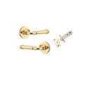 IVER Verona Door Lever Handle On Round Rose Pair | Inbuilt Privacy Kit | 9 Finishes - Polished Brass