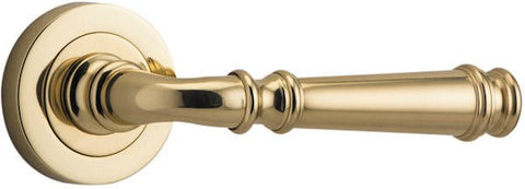 IVER Verona Door Lever Handle On Round Rose Pair | Lever Set Only | 9 Finishes - Polished Brass
