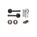 IVER Verona Door Lever Handle On Round Rose Pair | Entrance Kit (Key/Key) | 9 Finishes - Signature Brass