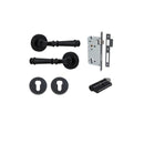 IVER Verona Door Lever Handle On Round Rose Pair | Entrance Kit (Key/Key) | 9 Finishes - Matt Black