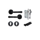 IVER Verona Door Lever Handle On Round Rose Pair | Entrance Kit (Key/Thumb) | 9 Finishes - Matt Black