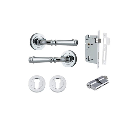 Iver Verona Door Lever Handle On Round Rose Pair - primehardware