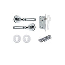 IVER Verona Door Lever Handle On Round Rose Pair | Entrance Kit (Key/Thumb) | 9 Finishes - Polished Chrome