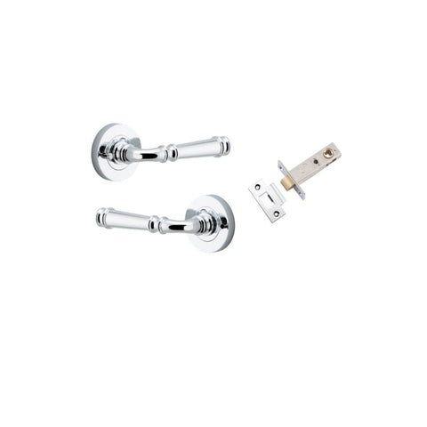IVER Verona Door Lever Handle On Round Rose Pair | Inbuilt Privacy Kit | 9 Finishes - Polished Chrome