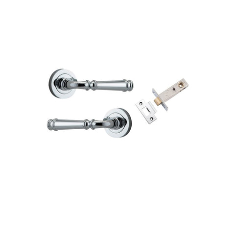 IVER Verona Door Lever Handle On Round Rose Pair | Passage Kit | 9 Finishes - Polished Chrome