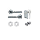 IVER Verona Door Lever Handle On Round Rose Pair | Entrance Kit (Key/Key) | 9 Finishes - Brushed Chrome