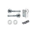IVER Verona Door Lever Handle On Round Rose Pair | Entrance Kit (Key/Thumb) | 9 Finishes - Brushed Chrome