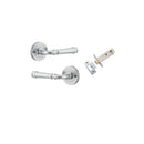 IVER Verona Door Lever Handle On Round Rose Pair | Inbuilt Privacy Kit | 9 Finishes - Brushed Chrome
