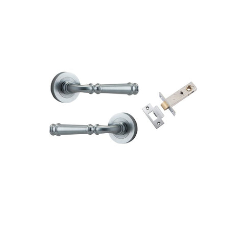 IVER Verona Door Lever Handle On Round Rose Pair | Passage Kit | 9 Finishes - Brushed Chrome