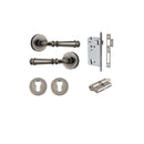 IVER Verona Door Lever Handle On Round Rose Pair | Entrance Kit (Key/Key) | 9 Finishes - Distressed Nickel