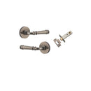 IVER Verona Door Lever Handle On Round Rose Pair | Inbuilt Privacy Kit | 9 Finishes - Distressed Nickel