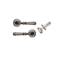 IVER Verona Door Lever Handle On Round Rose Pair | Passage Kit | 9 Finishes - Distressed Nickel