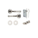 IVER Verona Door Lever Handle On Round Rose Pair | Entrance Kit (Key/Thumb) | 9 Finishes - Polished Nickel