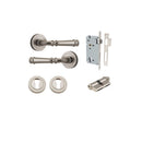 IVER Verona Door Lever Handle On Round Rose Pair | Entrance Kit (Key/Key) | 9 Finishes - Satin Nickel