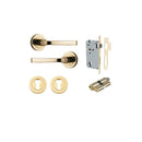 IVER Annecy Door Lever Handle On Round Rose Pair | Entrance Kit (Key/Key) | 9 Finishes - Polished Brass