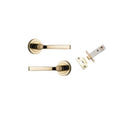 IVER Annecy Door Lever Handle On Round Rose Pair | Passage Kit | 9 Finishes - Polished Brass