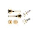 IVER Annecy Door Lever Handle On Round Rose Pair | Separate Privacy Kit | 9 Finishes - Polished Brass