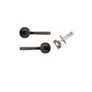 IVER Annecy Door Lever Handle On Round Rose Pair | Passage Kit | 9 Finishes - Signature Brass