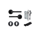 IVER Annecy Door Lever Handle On Round Rose Pair | Entrance Kit (Key/Thumb) | 9 Finishes - Matt Black