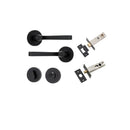 IVER Annecy Door Lever Handle On Round Rose Pair | Separate Privacy Kit | 9 Finishes - Matt Black