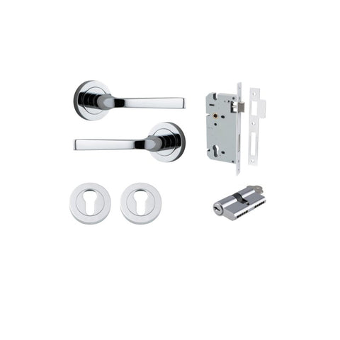 Iver Annecy Door Lever Handle On Round Rose Pair - primehardware
