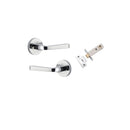IVER Annecy Door Lever Handle On Round Rose Pair | Inbuilt Privacy Kit | 9 Finishes - Polished Chrome