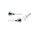 IVER Annecy Door Lever Handle On Round Rose Pair | Passage Kit | 9 Finishes - Polished Chrome