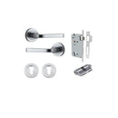 IVER Annecy Door Lever Handle On Round Rose Pair | Entrance Kit (Key/Key) | 9 Finishes - Brushed Chrome