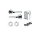 IVER Annecy Door Lever Handle On Round Rose Pair | Entrance Kit (Key/Thumb) | 9 Finishes - Brushed Chrome