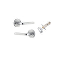 IVER Annecy Door Lever Handle On Round Rose Pair | Inbuilt Privacy Kit | 9 Finishes - Brushed Chrome