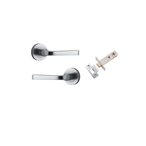 IVER Annecy Door Lever Handle On Round Rose Pair | Passage Kit | 9 Finishes - Brushed Chrome
