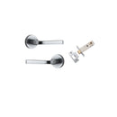 IVER Annecy Door Lever Handle On Round Rose Pair | Passage Kit | 9 Finishes - Brushed Chrome