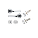 IVER Annecy Door Lever Handle On Round Rose Pair | Separate Privacy Kit | 9 Finishes - Brushed Chrome