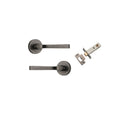 IVER Annecy Door Lever Handle On Round Rose Pair | Passage Kit | 9 Finishes - Distressed Nickel