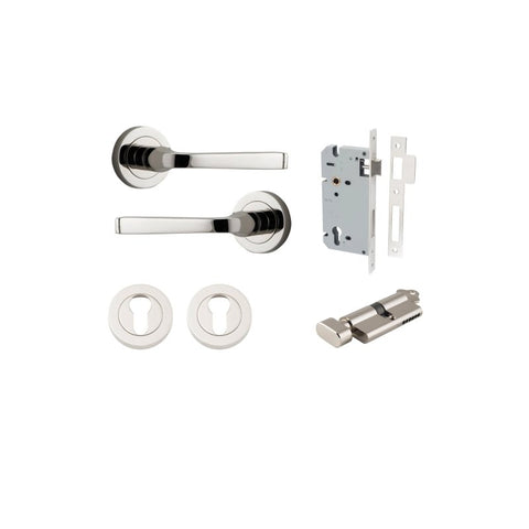 Iver Annecy Door Lever Handle On Round Rose Pair - primehardware
