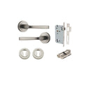 IVER Annecy Door Lever Handle On Round Rose Pair | Entrance Kit (Key/Key) | 9 Finishes - Satin Nickel