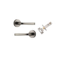 IVER Annecy Door Lever Handle On Round Rose Pair | Passage Kit | 9 Finishes - Satin Nickel