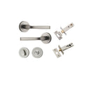 IVER Annecy Door Lever Handle On Round Rose Pair | Separate Privacy Kit | 9 Finishes - Satin Nickel