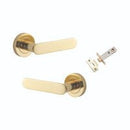 Iver Bronte Solid Brass Door Lever on Round Rose | All Functions | Inbuilt Privacy Kit | 7 Finishes - Polished Brass