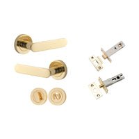 Iver Bronte Solid Brass Door Lever on Round Rose | All Functions | Separate Privacy Kit | 7 Finishes - Polished Brass