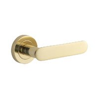 Iver Bronte Solid Brass Door Lever on Round Rose | All Functions | Lever Set Only | 7 Finishes - Polished Brass
