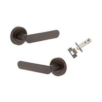 Iver Bronte Solid Brass Door Lever on Round Rose | All Functions | Inbuilt Privacy Kit | 7 Finishes - Signature Brass